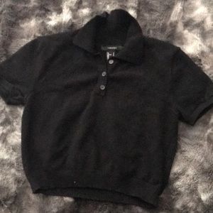 cropped collar black top